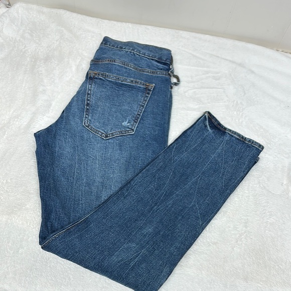 Old Navy Blue Slim Straight Jeans with Distressed Details 32x32 - Picture 8 of 10